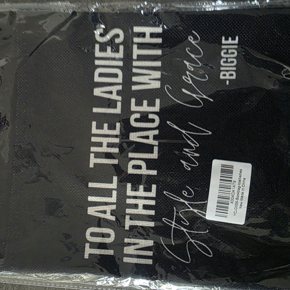 Black Tote Bag with Quote